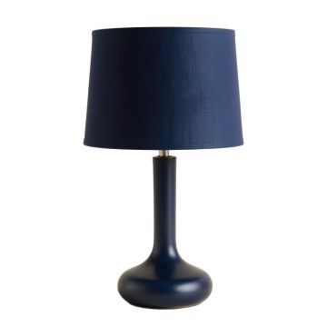 Dawn Crest Table Lamp With A Plain Fabric Shade - Navy
