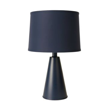 Sage Arc Table Lamp With A Plain Fabric Shade - Navy