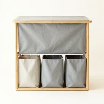 Dune Bend Laundry Sorting Station With Plain Removable Bags - Gray (synthetic illustration; no displayed measurements)