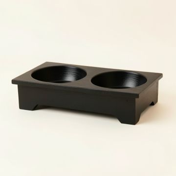 Elm Brook Pet Feeding Stand With Two Plain Empty Bowls - Black (synthetic illustration; no displayed measurements)
