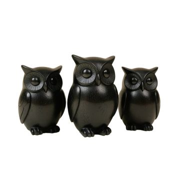 3 Piece Angolemi Wooden Owl Family Set