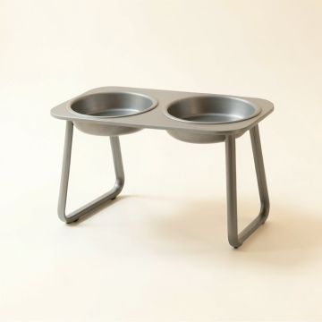 Summit Bluff Pet Feeding Stand With Two Plain Empty Bowls - Gray (synthetic illustration; no displayed measurements)
