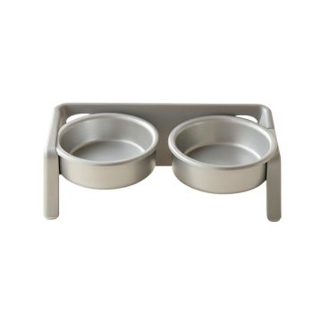 Olive Dell Pet Feeding Stand With Two Plain Empty Bowls - Gray