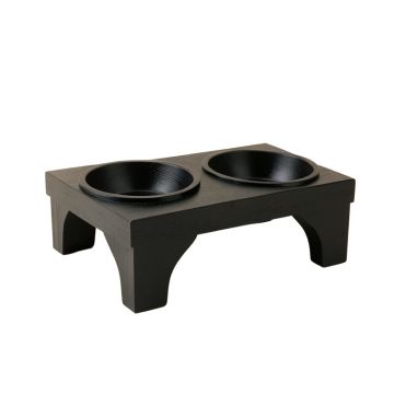 Willow Bluff Pet Feeding Stand With Two Plain Empty Bowls - Black