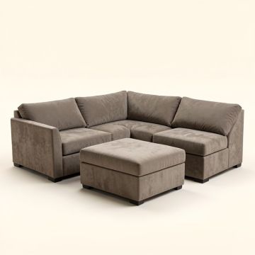 Grosse 96 '' Wide Microfiber/Microsuede Right Hand Facing Sleeper Corner Sectional With Ottoman (synthetic illustration; no displayed measurements)