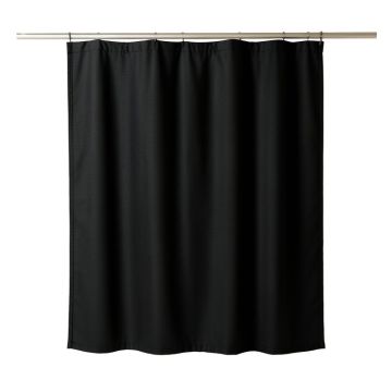 Heath Crest Shower Curtain Hanging Flat From A Plain Rod - Black