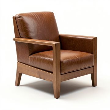 Fifth Ave 32 '' Wide Top Grain Leather Armchair (synthetic illustration; no displayed measurements)