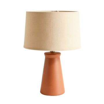 Flint Bluff Table Lamp With A Plain Fabric Shade - Terracotta