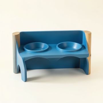 Alder Bend Pet Feeding Stand With Two Plain Empty Bowls - Blue (synthetic illustration; no displayed measurements)