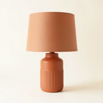 Meadow Brook Table Lamp With A Plain Fabric Shade - Terracotta (synthetic illustration; no displayed measurements)