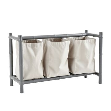 Heath Bluff Laundry Sorting Station With Plain Removable Bags - Gray