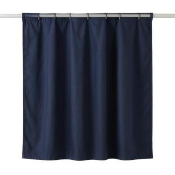 Hill Crest Shower Curtain Hanging Flat From A Plain Rod - Navy