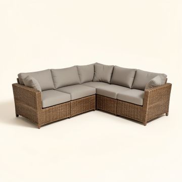 Jamyria 110 '' Wide Outdoor Patio Sectional With Cushions (synthetic illustration; no displayed measurements)
