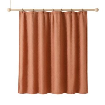 Fern Brook Shower Curtain Hanging Flat From A Plain Rod - Terracotta