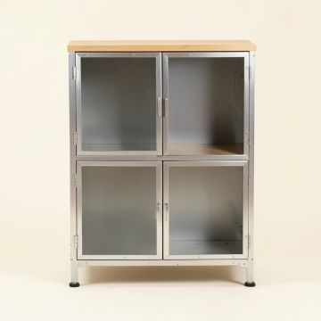 Industrial Wood And Metal Bookcase With Dovetail English Front , Silver (synthetic illustration; no displayed measurements)
