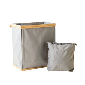 Ash Canyon Laundry Sorting Station With Plain Removable Bags - Gray
