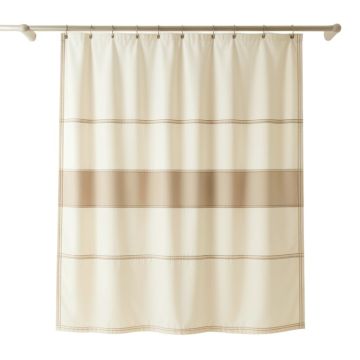 Summit Bridge Shower Curtain Hanging Flat From A Plain Rod - Ivory