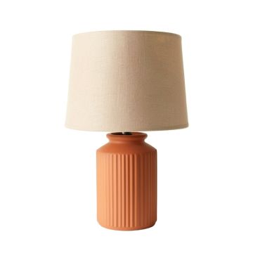 Linden Bridge Table Lamp With A Plain Fabric Shade - Terracotta