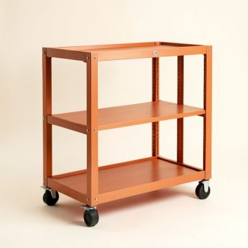 Shore Edge Empty Rolling Workshop Cart - Terracotta (synthetic illustration; no displayed measurements)