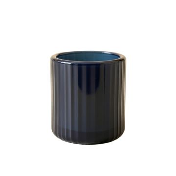 Sage Branch Empty Candle Holder - Navy