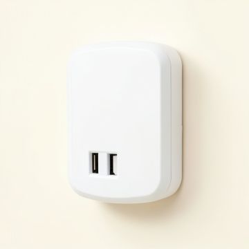 Wall Mount Charger Plug-In Dusk To Dawn Led Night Light（2 Usb Ports (synthetic illustration; no displayed measurements)