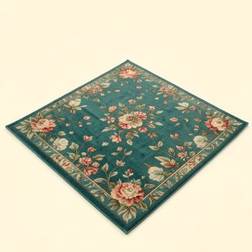 Amedee Floral Power Loom Teal Indoor/Outdoor Area Rug (synthetic illustration; no displayed measurements)