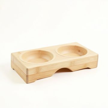 Linden Edge Pet Feeding Stand With Two Plain Empty Bowls - Ivory (synthetic illustration; no displayed measurements)