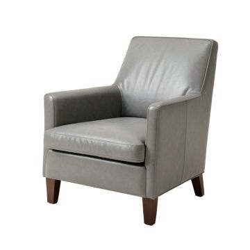 Erish Leather Upholstered Dining Chair In Gray