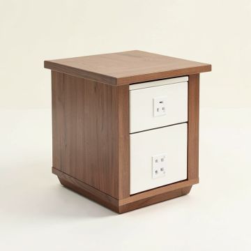 Saldana Block End Table With Storage And Built-In Outlets (synthetic illustration; no displayed measurements)