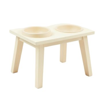 Summit Dale Pet Feeding Stand With Two Plain Empty Bowls - Cream