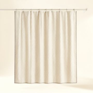 Harbor Crest Shower Curtain Hanging Flat From A Plain Rod - Ivory (synthetic illustration; no displayed measurements)
