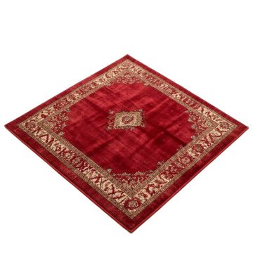 Kimes Power Loom Polyester Red Rug