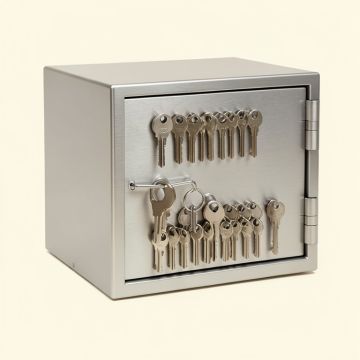 Locking Key Cabinet , 72-Key , Brushed Aluminum , 11 7/8 X 4 3/4 X 15 3/4 (synthetic illustration; no displayed measurements)