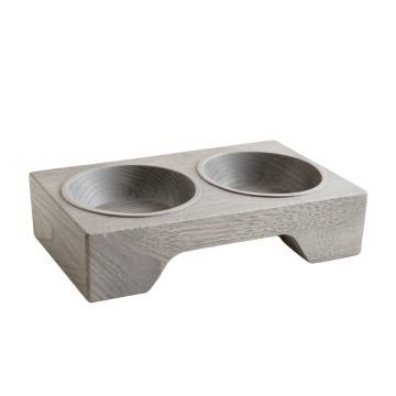 Cedar Bluff Pet Feeding Stand With Two Plain Empty Bowls - Gray