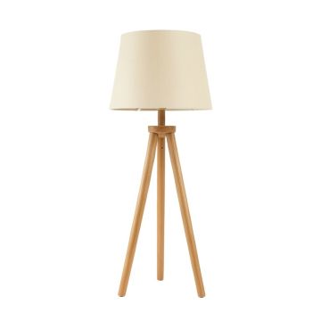 Rowan Bridge Floor Lamp With A Plain Fabric Shade - Beige