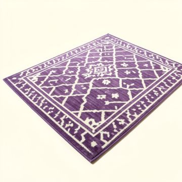 Creedan Geometric Purple/White Area Rug (synthetic illustration; no displayed measurements)