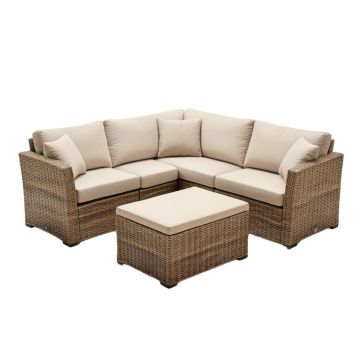 Outdoor Garden Patio Furniture 7-Piece Pe Rattan Wicker Sectional Cushioned Sofa Sets With 2 Pillows And Coffee Table