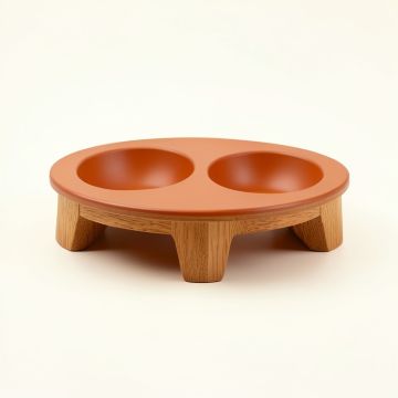 Heath Crossing Pet Feeding Stand With Two Plain Empty Bowls - Terracotta (synthetic illustration; no displayed measurements)