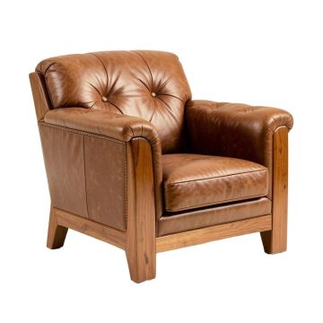 Mance 34 '' Wide Tufted Top Grain Leather Armchair