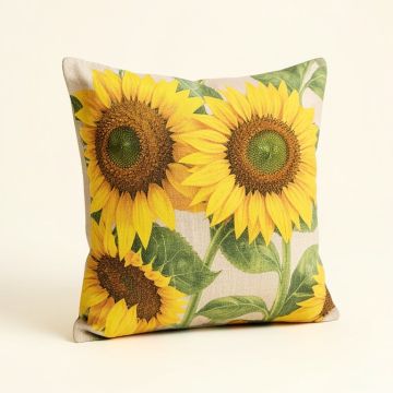 Hoerner Sunflower Linen Throw Pillow (synthetic illustration; no displayed measurements)