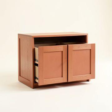 Ash Edge Freestanding Pull-Out Hamper Cabinet - Terracotta (synthetic illustration; no displayed measurements)