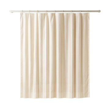 Wren Bluff Shower Curtain Hanging Flat From A Plain Rod - Cream