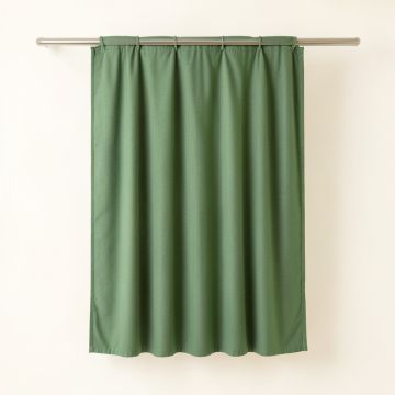 Dawn Canyon Shower Curtain Hanging Flat From A Plain Rod - Green (synthetic illustration; no displayed measurements)