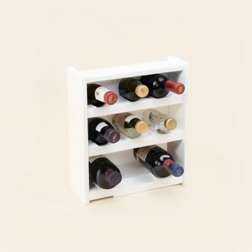 7 Bottle Wall Mounted Wine Bottle & Glass Rack In White (synthetic illustration; no displayed measurements)