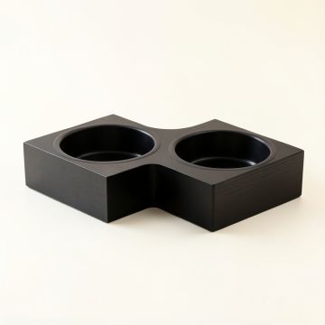 Elm Edge Pet Feeding Stand With Two Plain Empty Bowls - Black (synthetic illustration; no displayed measurements)