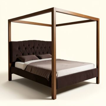 Atcan Queen Tufted Upholstered Low Profile Four Poster Bed (synthetic illustration; no displayed measurements)