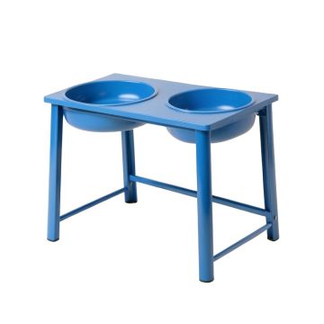 Flint Field Pet Feeding Stand With Two Plain Empty Bowls - Blue