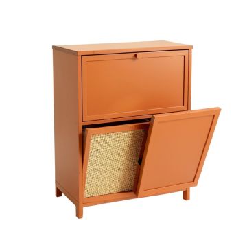 Holly Branch Freestanding Pull-Out Hamper Cabinet - Terracotta