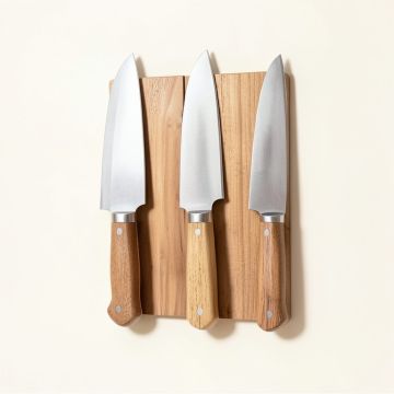 Utensils Knife Metal And Wood Panel Wall Décor (synthetic illustration; no displayed measurements)