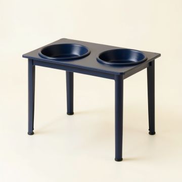 Flint Bend Pet Feeding Stand With Two Plain Empty Bowls - Navy (synthetic illustration; no displayed measurements)